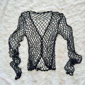 ❌SOLD❌ Nasty Gal Mesh Crochet Iridescent Beaded Cardigan